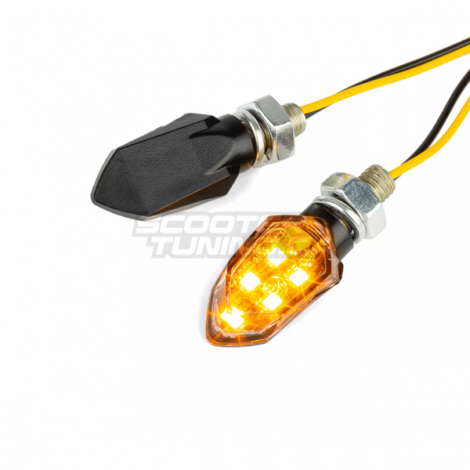 (2X) Indicator Light Str8 LED Sequential Sakado Black/White