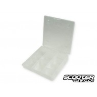 Assortment box,transparent 137x137x30mm with 9 compartments