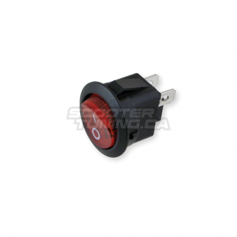 Switch round black universal with red light (20mm)