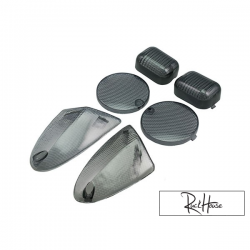 Tail Light / Indicator set lens STR8 Black (SR50 Minarelli)