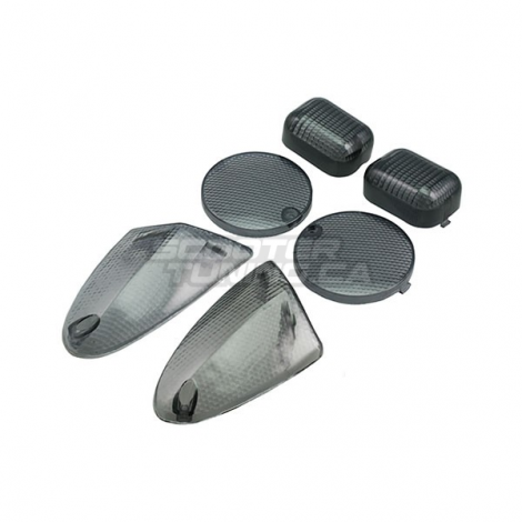 Tail Light / Indicator set lens STR8 Black (SR50 Minarelli)